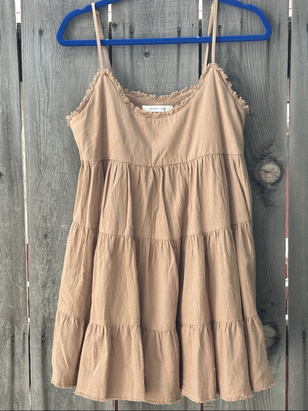 Beige Tiered Spaghetti-Strap Sundress - Women Dresses